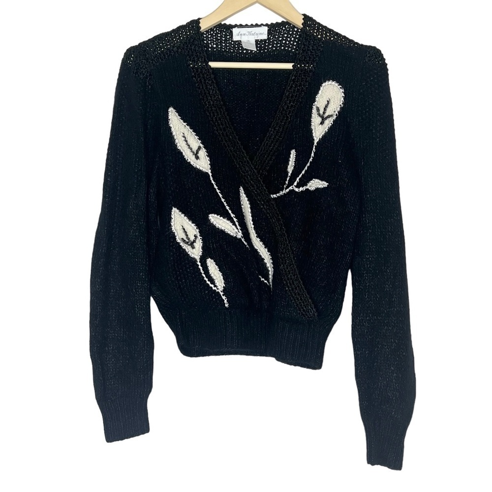 Vintage Ann Katrine Wrap Front Embellished Sweater